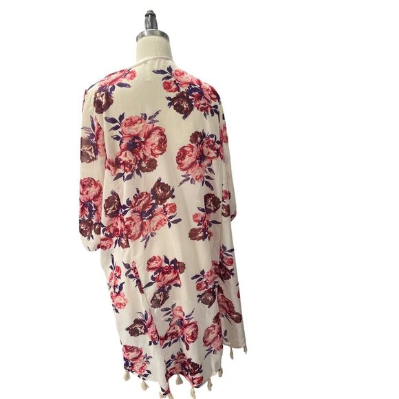 Floral Kimono Cardigan With Tassels 2X Live 4 Truth - Picture 4 of 6
